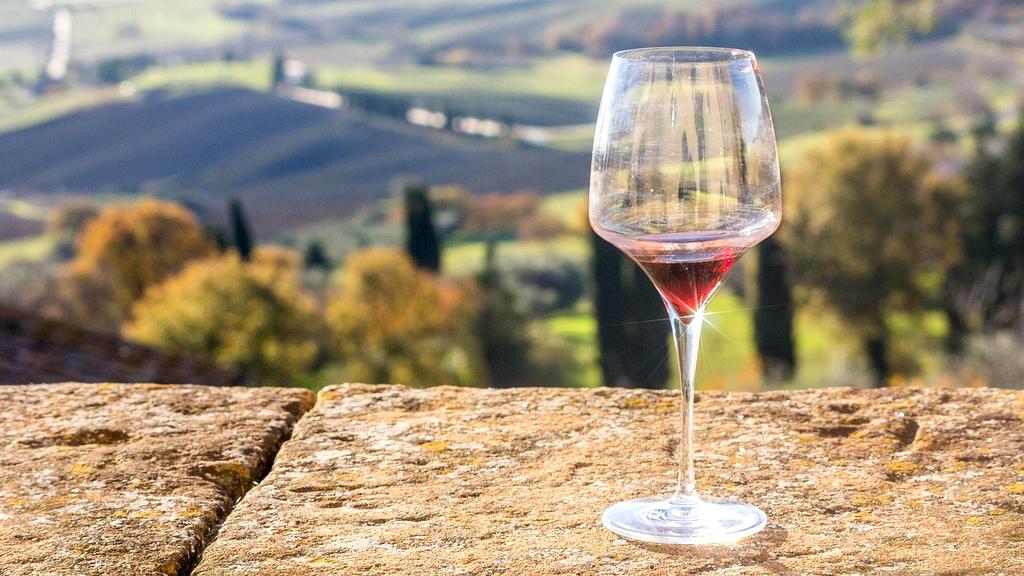 Rolling hills and vineyards in Tuscany, Italy